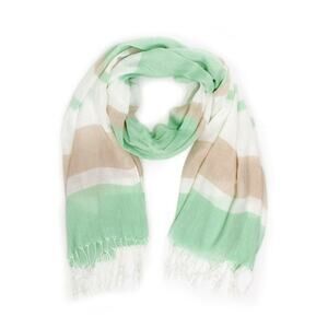 Lulus Mint Green Taupe Striped Fringe Neck Scarf